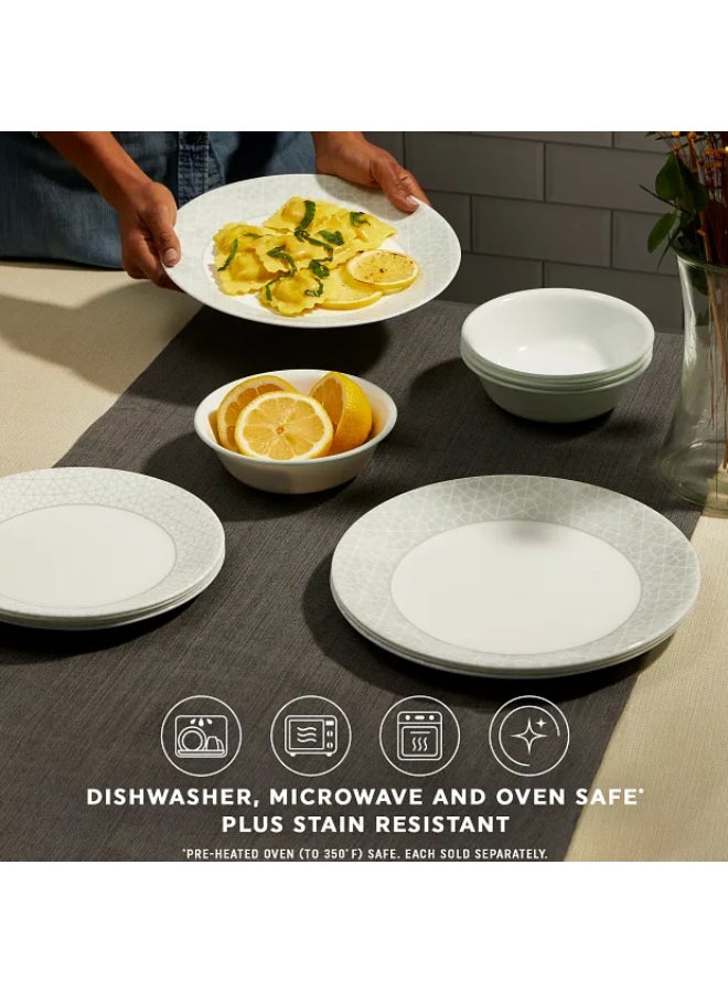 Corelle Knox 12-Piece Dinnerware Set, Vitrelle Glass, Chips & Crack Resistant, Lightweight & Stackable, Dishwasher & Microwave Safe, Service for 4, Includes 4 Dinner Plates, 4 Side Plates & 4 Bowls - Image 4